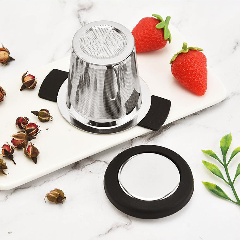 Infusor para Café y Te en Hebras de Acero con Tapa 