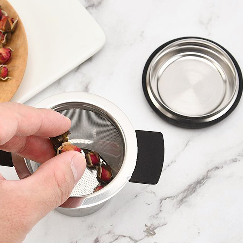 Infusor para Café y Te en Hebras de Acero con Tapa 