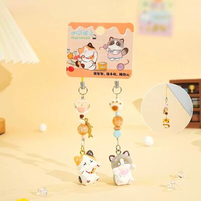 Colgante para Celular & Llavero Gatitos Blancos x 2 Unidades