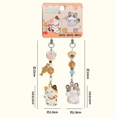 Colgante para Celular & Llavero Gatitos Blancos x 2 Unidades