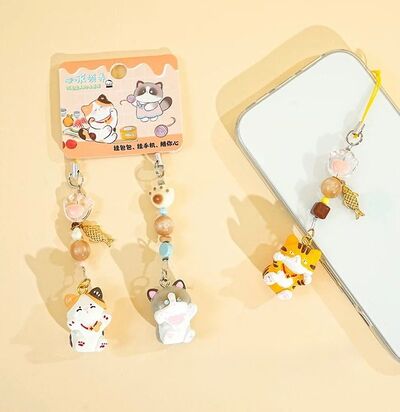 Colgante para Celular & Llavero Gatitos Blancos x 2 Unidades