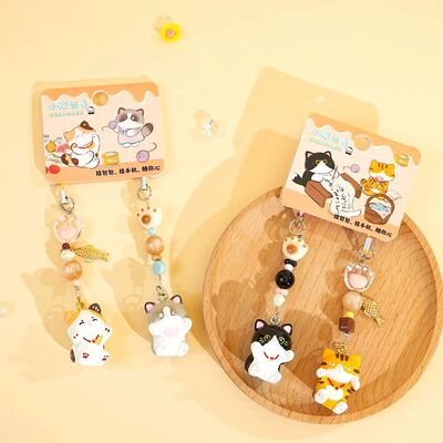 Colgante para Celular & Llavero Gatitos Blancos x 2 Unidades