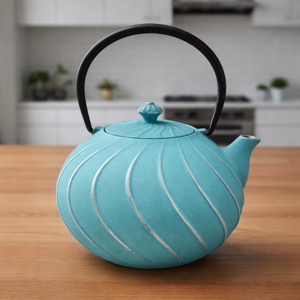 Tetera de Hierro Fundido + Infusor Diseño Java Turquesa